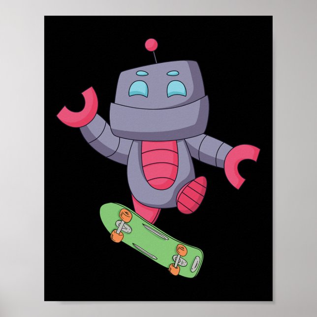 Robot Skateboardåkning Skater Fingerbräda Skate  Poster (Framsidan)
