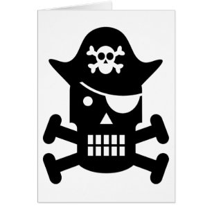 Robot Skull & Crossbone Pirat Silhouette Hälsningskort