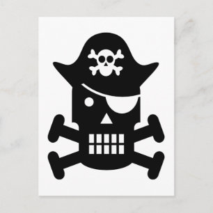 Robot Skull och Crossbone Pirat Silhouette Vykort