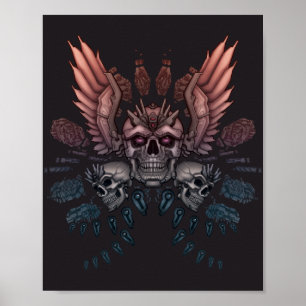 Robot Skull + Vingar Poster