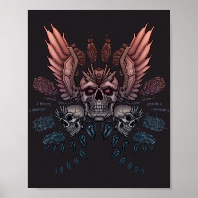 Robot Skull + Vingar Poster (Framsidan)