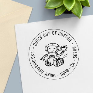Robot som serverar kaffe Företag Runda adress Självfärgande Stämpel