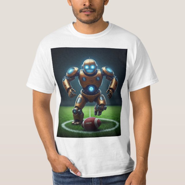 Robot spelar fotbollsgrafik Tshirt T Shirt (Framsida)