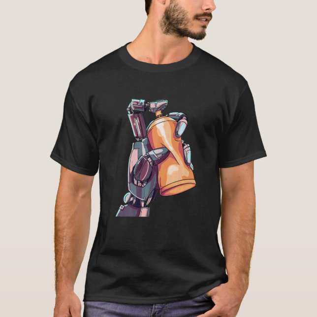 Robot Spray Paint Street Urban Graffiti Artist T Shirt (Framsida)