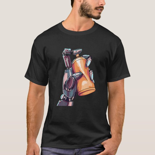 Robot Spray Paint Street Urban Graffiti Artist T Shirt (Framsida)