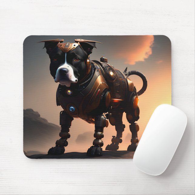 Robot Stafford Bull Terrier, Mousepad Musmatta (Med mus)