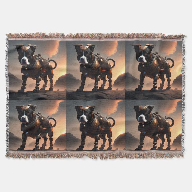 Robot Stafford Bull Terrier, Throw Blanket Filt (Framsidan)