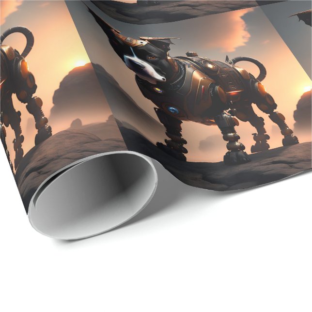 Robot Stbudsdshire Bull Terrier, Gift Wrap Paper Presentpapper (Rullad Hörn)