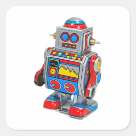 ROBOT STICKER FYRKANTIGT KLISTERMÄRKE