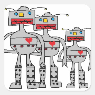 Robot Stickers Fyrkantigt Klistermärke