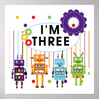 Robot T-tröjor och gåvor från tredje födelsedag Poster