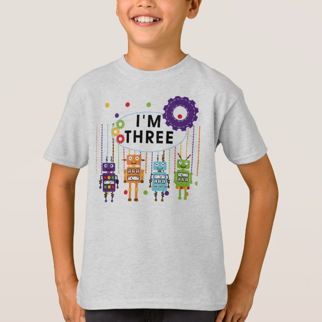 Robot T-tröjor och gåvor från tredje födelsedag T Shirt (Framsida)
