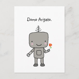 Robot Tack Domo Arigato Cute Funny Geek Vykort