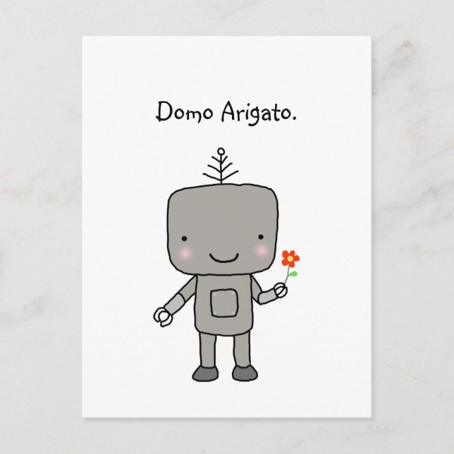 Robot Tack Domo Arigato Cute Funny Geek Vykort (Framsida)