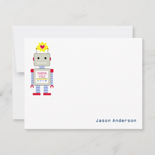 Robot Tackkort Cards Personal Stationery Tack Kort (Framsida)