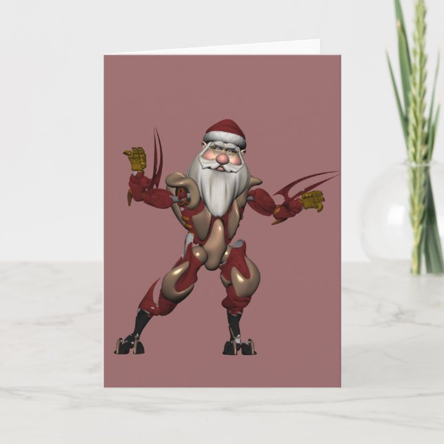 Robot Tech Mech Santa Helgkort (Framsida)