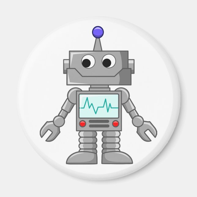 robot-tecknad magnet (Framsidan)