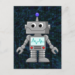 robot-tecknad vykort