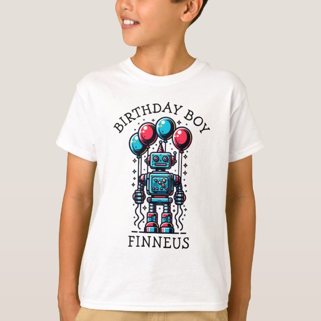 Robot ThBäste Birthday Boy T Shirt (Framsida)