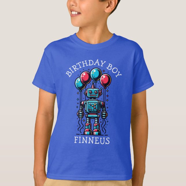 Robot ThBäste Birthday Boy T Shirt (Framsida)