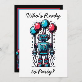 Robot Thmet Boy's Birthday Inbjudningar