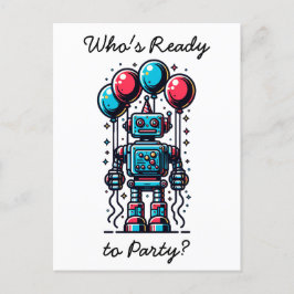 Robot Thmet Boy's Birthday Vykort