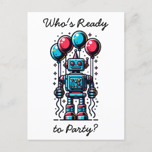 Robot Thmet Boy's Birthday Vykort