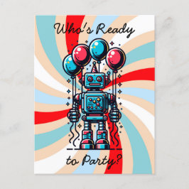 Robot Thmet Boy's Birthday Vykort