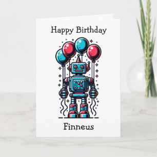 Robot Thmet Personlig Birthday Kort