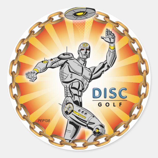 Robot Thrower #2 Runt Klistermärke (Framsida)