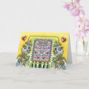 ROBOT TITTAR FÖR KÄRLEK HJÄRT VENDING MASKIN Blank Kort