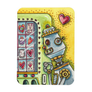 ROBOT TITTAR FÖR KÄRLEK, HJÄRTAVTAL MASKIN CUTE MAGNET