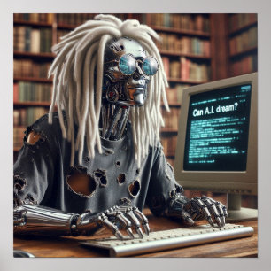 Robot Types vid Tangentbord Poster