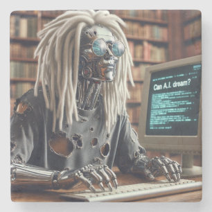 Robot Types vid Tangentbord Stenunderlägg