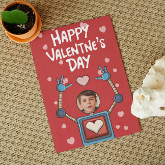 Robot Valentines day Photo Classroom Helgdag Card Julkort