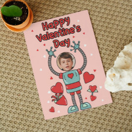 Robot Valentines day Photo Classroom Helgdag Card Julkort
