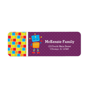 Robot * välj bakgrund färg returadress etikett