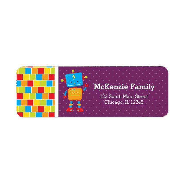 Robot * välj bakgrund färg returadress etikett (Framsidan)