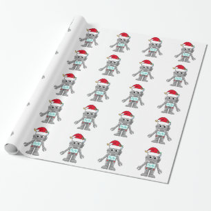 Robot Wearing Santa Hat Presentpapper