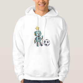 Robot with Christmas lights playing soccer Hoodie