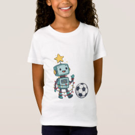 Robot with Christmas lights playing soccer T Shirt