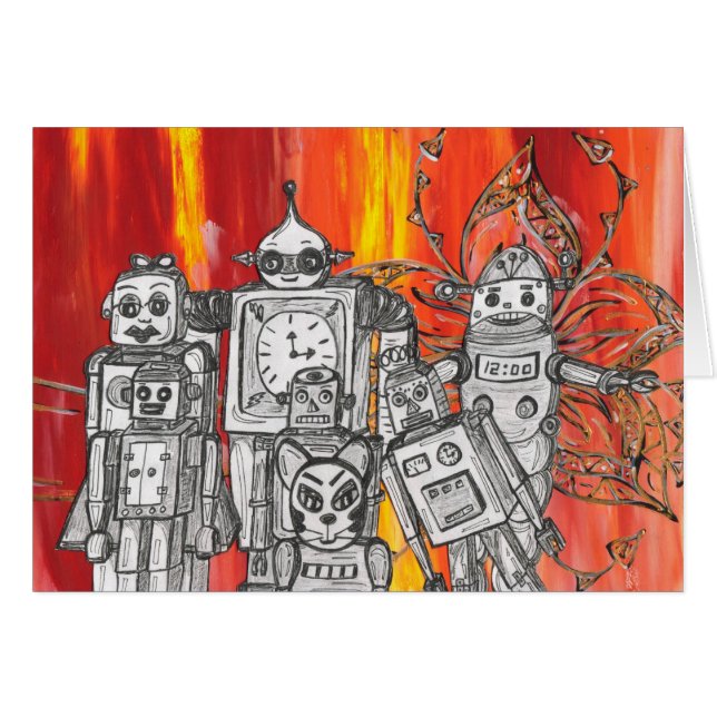 Robotar 7 hälsningskort (Framsidan Horizontal)