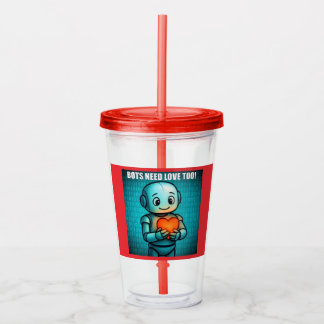 Robotar behöver också kärlek - Röd Take Away Mugg