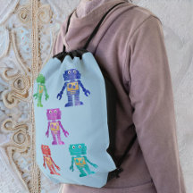 Robotar för roligt Multifärgad på ljusblå blått