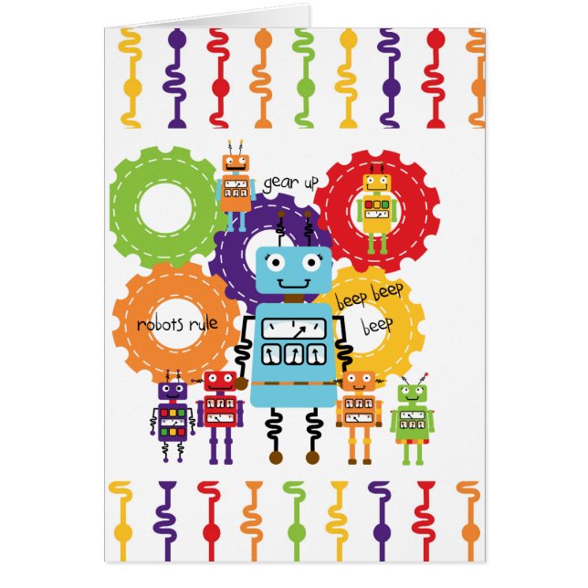 Robotar härskar hälsningskort (Framsidan)
