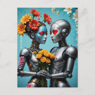 Robotar i kärlek vykort