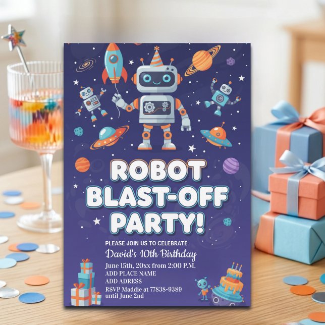 Robotar i rymden 10-årsfest inbjudningar (Skapare uppladdad)