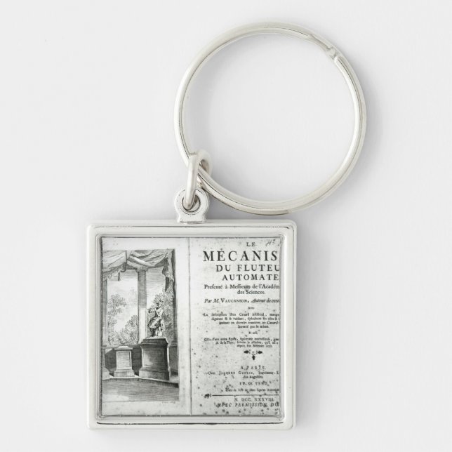 Robotar illustration av frontispiecen fyrkantig silverfärgad nyckelring (Framsidan)