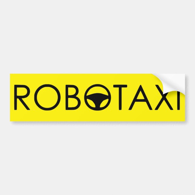 Robotaxi Bumper Sticker "Gult Cab Edition" Bildekal (Framsidan)