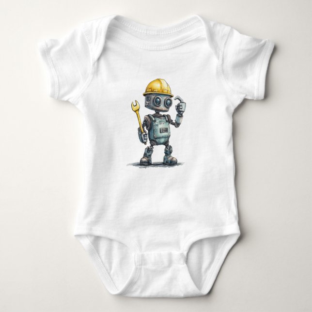 Robotbyggar Baby Pojke Ettdelig Bodysuit Kläder T Shirt (Framsida)